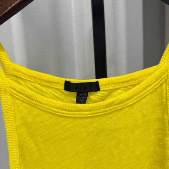 ATM Anthony Thomas Tank Cotton Baby Tee Dress Chartreuse Sz Medium Bright Yellow - Picture 4 of 7